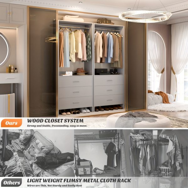 Wardrobe with 3 Drawers, 24 Inch Closet Organizer, Wooden Closet, Walk-in Closet