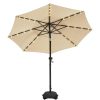 product-fancy-93a52a7f-80bc-4266-929b-826003ee75ba Solar 9ft Market Umbrella with Base, Deluxe 32 LED Lighted Patio Umbrella, Patio Umbrellas Outdoor Table Umbrella with Ventilation, Solar Umbrella with Push Button Tilt/Crank for Garden, Deck, Backyard, And Pool
