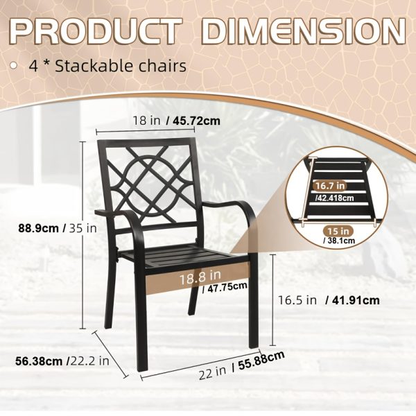 5/7pcs Outdoor Dining Set, Including 4/6 New Dining Chairs And 1 Round Table (53"/41") - Heavy Iron Frame, Adjustable Umbrella Holes (1.57"-1.97")