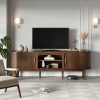 product-fancy-93ba1e20-bdad-48e3-9e8a-7f03acb71129 68 Inch Mid-Century TV Stand for TVs Up to 70 Inch, Entertainment Center with Storage, Power Outlet, Recessed Sliding Doors & Adjustable Shelves, Modern Media Console for Living Room, Housewarming Gift