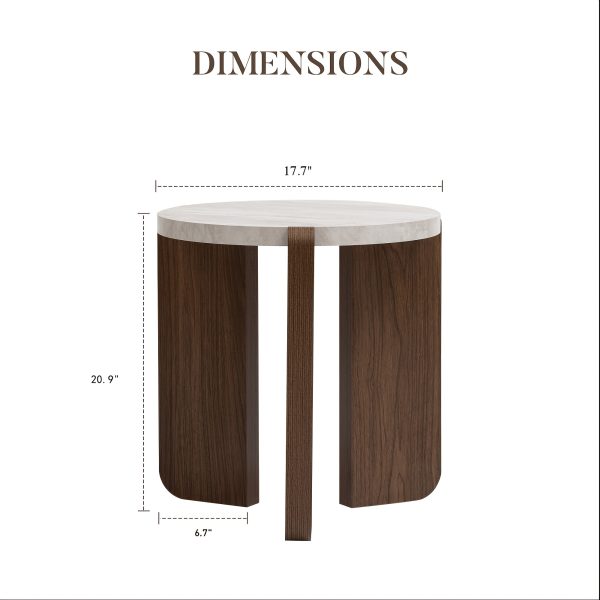 product-fancy-93d1d01a-d657-4db3-82cd-d0c8d279026c Brown Marble Look Side Table, Faux Marble MDF End Table for Living Room, Bedroom - Modern Accent Table with Lower Shelf for Couch, Sofa, Small Apartment