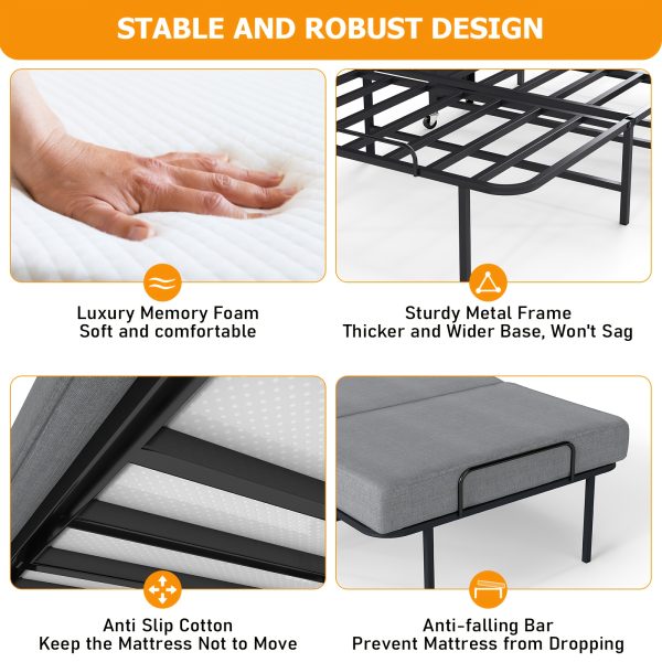 Folding Bed with Mattress, Twin Foldable Guest Bed for Adults, Roll Away Bed, Portable Bed with Memory Foam Mattress & Sturdy Metal Frame for Bedroom, Office, Apartments, Space-Saving Design for Easy Storage, 77" X 38"
