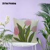 product-fancy-947552e5-afac-4e9d-ac45-aee4d4814516 2D Flat,Terrace Cushion Cover,1pc 18X18 Inches Quare Pillow Cover, Embroidery Features Three Pink Tulips with Green Leaves and Stems.,Decoration, Gifts,Valentine Festival Gifts,Outdoor Indoor,Garden Decoration, 2D Flat