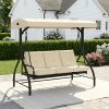 product-fancy-948d090a-e315-4245-aa42-f4602d466184 3-Seat Outdoor Porch Swing with Stand, Convertible Porch Swing Bed with Adjustable Canopy for Adults, Patio Swing Chair with Thickened Cushions for Yard Garden Deck 750LBS