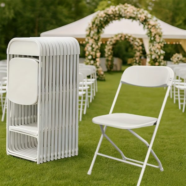 product-fancy-94ad8212-66ab-4c8f-b959-d35091bcf089 10/24/50 Pack White Folding Chairs – 350 Lbs Weight Capacity Reinforced Plastic Chairs, Steel Reinforced Frame, Commercial Grade Stackable Chairs, Suitable for Indoor And Outdoor, Weddings, Offices, Banquets, Restaurants, Parties