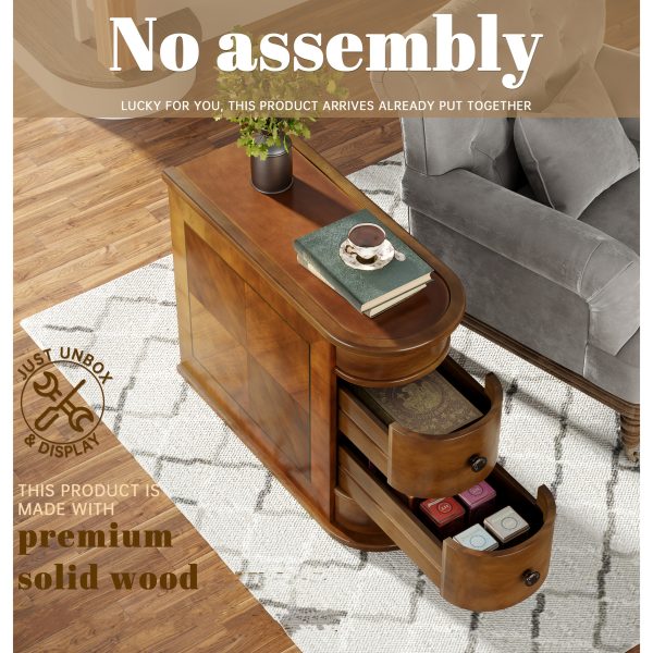 product-fancy-94bcae34-0361-4ac9-84fd-2118d0998c0d Compact 2-Drawer Wood End Table - Fully Assembled, Sturdy Finished Back Design with Spacious Storage, Ideal for Small Spaces And Chairside Use with Mid-Century Modern Style And Durable Hardwood Material