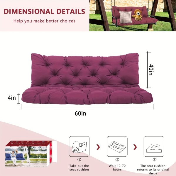 product-fancy-94bf2a4a-9bb2-487f-8a2b-daa6ccbda07b 3-Seater Waterproof Outdoor Porch Swing Cushion with Backrest - Suitable for Outdoor Furniture, Thick 5" Cushion, Machine Washable Suitable for Patio Bench, Garden Swing Chair, Backyard Cushions for Poolside and Deck