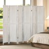 product-fancy-94e4a629-bac3-4dea-9992-51ee3cf11c43 4/6 Panels Room Divider Screen - 360° Adjustable Folding Panels, 91" Handcrafted Decorative Wooden Room Divider Screen, Freestanding Divider for Room Separation, Bedroom, Living Room & Patio, White/Brown