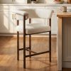 product-fancy-94eae1d9-78a6-4e9c-b520-13696aa5c1de KERDOM 26'' Tall Bar Stools, Upholstered in Linen Fabric with Backrest And Footrest, Spacious Cushion Seat for Kitchen Islands, Dining High Chair for Restaurant Counters, Curved Back Support
