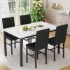 product-fancy-94ed0ba6-9a87-4b21-9f9b-1ece2260f3ce Dining Table Set For 4, Faux Marble Small Dining Room Table Set For 4, Modern Upholstered PU Leather Chairs