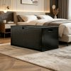 Black Storage Box with Lid, Sturdy Large Storage Container for Bedroom Clothing Pillow Organizing, Multipurpose Household Storage Trunk Organization Essential Space Saver Storage Bin