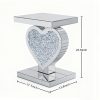 product-fancy-9542f3e7-fa2c-429c-8c85-db3d75c36389 Crushed Diamond Silvery Mirror Base Heart Shaped Side Table, Mirror Finish Decorative Table for Bedroom, Entryway, Living Room.Small Mirrored Coffee Table