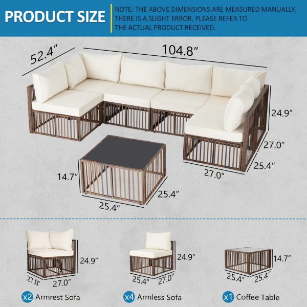 [All-Weather Wicker Set] Outdoor Patio Furniture Sets, All-Weather Wicker Patio Furniture Set with Multi-Functional Corner Sofa And Cushions, Coffee Table, Rattan Outdoor Sectional Conversation Sofa Set for Porch, Balcony, Backyard, Garden