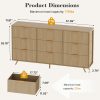 Bedroom Dresser with 9 Drawers, 57" Wide Modern Chest of Drawers, Wooden Dresser TV Stand, Wood Closet Clothes Storage Organizer for Living Room, Hallway, Natural Oak