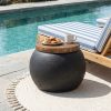 product-fancy-9576d562-e418-4ea3-bdd0-6b71711d90b2 17" Outdoor Indoor Side Table for Patio, Accent Decorative Garden Stool Wooden-Look Top Concrete Table for Room Bedroom, Garden, Backyard