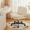 product-fancy-957c2d83-b06f-4146-9a7d-d656c7c6bcea 27" W Criss Cross Chair With Wheels, Cross Legged Office Chair, Comfy Vanity Chairs With Wheels And Back, Swivel Armless Office Chairs, 2-Layer Cushion, Height Adjustable, Home Office