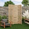 product-fancy-95a3ec84-41a2-45b2-9bb9-877222c86e31 3/6 Panel Boho Folding Room Divider - Carved Wood Privacy Screen, Adjustable Indoor/Outdoor Farmhouse Partition with Lightweight HDF Board & Wood Veneer Panels, Portable Room Divider for Home, Office, Garden, Patio Suitable for Privacy Screening