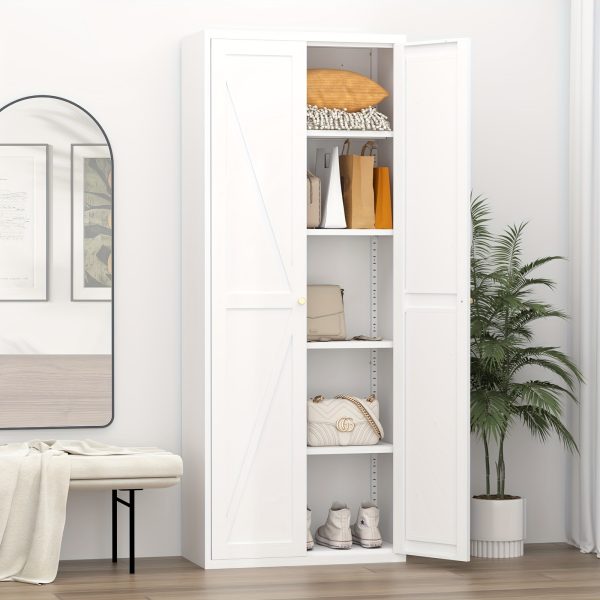 product-fancy-95b51f41-5ec4-4eb6-951d-0aab77644b05 Metal Storage Cabinet, Metal Kitchen Pantry Cabinet, Food Pantry Storage Cabinets With Doors And Shelves, Large Steel Storage Cabient For Dinning Room, Laundry Room, White/Black