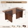 product-fancy-95c19ecd-a3ba-4f14-bf3e-792768c70c26 39.4" Coffee Table Glass, Modern Minimalism Rectangle Center Table, Glass Top with Sturdy Wooden Base, Small Glass Wood Coffee Table for Home, Living Room, Apartment, Office, Easy Assembly