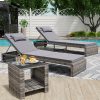 product-fancy-95ea0db3-7af3-4e31-a2db-04c160997440 Lounge Chair Set, 3pcs Outdoor Modern Patio Furniture Lounge Chairs Set of 2 with Adjustable Backrest And Side Table, Durable PE Wicker, Weather Resistant Cushions, Blue