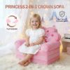 product-fancy-960166ff-c60a-47dc-8aa8-4860be9eb381 Kids Sofa Princess Crown Pink - 2-in-1 Flip Open Kids Couch & Lounger | Machine Washable Plush Cover & Certified Safe Foam | Dreamy Reading Nook Chair For Girls
