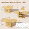 47''-63'' Extendable Dining Table Suitable for 4-8 People, Expandable Modern Fluted Kitchen Table with 2-Tier Storage Shelf, Space-Saving Folding Table for Small Apartments, Folding Mechanism & Natural Wood, Assembly Required