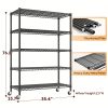 product-fancy-9670c948-f07d-4f18-8703-a146b14734da 73.6 Inches High Wire Shelving on Wheels, Deep Storage Shelves with Mobility, 73.6 Inches High Metal Shelving Unit with Adjustable Five Tiers, Robust Metal Shelves for Storage