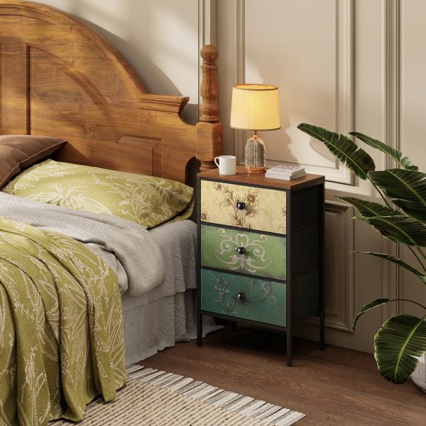 product-fancy-96b436be-d074-49b6-be46-ffe1392ed6e4 Nightstand Set of 2, Night Stand with Fabric Drawer, Mesh Shelf, Side Table with Storage, Fabric Drawer Dresser, Open Shelf, Metal Frame, Bedroom