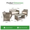 4pcs Outdoor Seating Arrangement, Durable Grey Rattan Garden Furniture Collection, Wicker Sofa with Chairs And Coffee Table, High-Back Rattan Loveseat with Comfortable Cushions for Patio, Available in 3 Fabric Color Choices