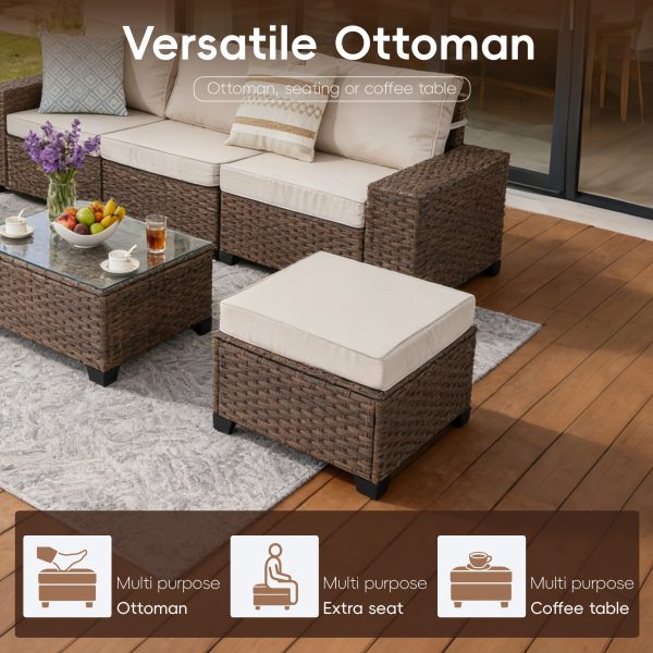 product-fancy-96e43073-af2a-4555-9bd3-e2e24a1777af RAISED Patio Furniture Set, 2piece/3piece/4piece/6piece Wicker Outdoor Patio Furniture Sets with Cushions And Coffee Table, Outdoor Sectional Boho Patio Conversation Set Sectional Sofa for Backyard, Porch, Beige/Blue