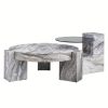 product-fancy-96eefaf5-12e6-4e6c-bba8-fe5f46477a6d MUUOKY Modern Round Nesting Coffee Table with Faux Marble Top & Glass Side Table - 24” Center Table Suitable for Living Room, 2-Tier Space-Saving, Easy Assembly, Luxury Apartment Furniture, Engineered Wood Base for Small Homes