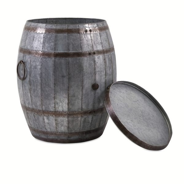product-fancy-9706ba6d-a0f8-496c-8248-9a8e12166fb9 Barrel Shaped Side Table, Wine Cabinet, Coffee Table with Storage Space, Western Cowboy Style, Sturdy Metal Cast Small Coffee Table, Suitable for Sofa Side, Study, Living Room, Backyard Garden Terrace