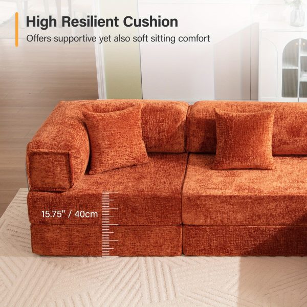 product-fancy-971ebcf8-612f-4d32-8cea-ccd73764c1f4 KERDOM Chenille Oversized Sleeper Sofa Couch, 170 Inches Extra Long Convertible 3-4 Person Pull-Out Sofa Bed, Sectional Convertible Corner Sofa, Combination Spliced Block Sofa Side Table