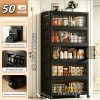 product-fancy-979e27ae-7103-4129-a0fc-1c20c618d9bc No Assembly 2/3/4/5 Tier Foldable Stackable Storage Cabinet, 44.29 Inch Large Capacity Modular Organizer Box with Lid, Rolling Wheels & Magnetic Double Door, Space Saving Portable Multi-Layer Storage Unit, Easy Setup Household Storage Container