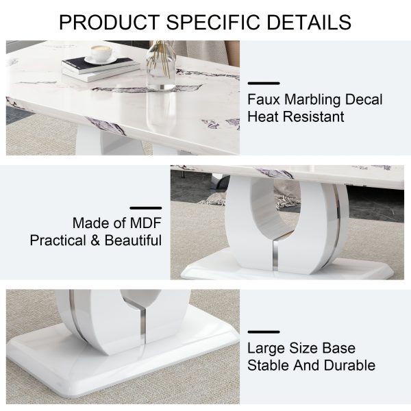 product-fancy-97a73014-be9d-408f-93e8-ac206156f1c5 Contemporary Minimalist Rectangular Coffee Table Featuring a White Faux Marble Design, a Spacious And Adaptable Piece for The Living Room, Perfect As a Central Tea Table Or Accent Furniture, Ideal for Various Settings, And Easy to Assemble