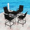product-fancy-97a8d78f-454f-4d8e-b121-f6000cf7e402 2/3/5pcs Patio Bar Set, 360° Swivel Bar Stools, Outdoor Bistro Furniture with High-Density Textilene Fabric & Heavy Duty Metal Frame, High Top Table And Chair Set for Balcony, Poolside, Garden & Backyard