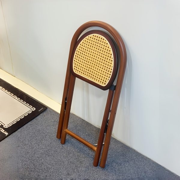 product-fancy-97b94178-5aea-49de-b11e-c2ecaba7800a 1pc, Bamboo Portable Rattan Folding Stool with Handle, Home Dining Chair, Vintage Style Leisure Chair, Space Saving - Perfect for Restaurant, Living Room, Kitchen, Bar, Dormitory