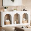 70.86" Console Table with Storage, Narrow Entryway Table with Arched Open Shelf, Farmhouse Sofa Table Behind Couch for Hallway, Living Room