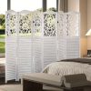 product-fancy-97cd7374-47ce-4456-950a-b54767c295e8 4/6 Panel Room Divider, 5.58 FT Folding Privacy Screen Room Separation, Freestanding Partition for Home Office Garden, Wood Carved Portable Room Divider Panel, Antique White/Rustic Brown