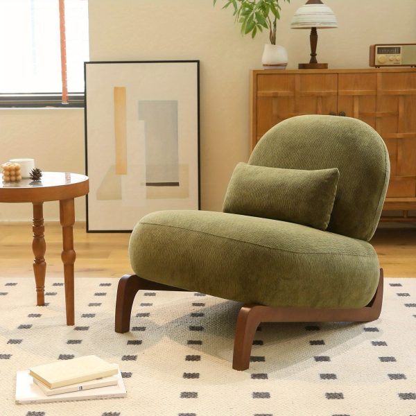product-fancy-97f0181c-0d82-412d-b8e3-d18ff04ab325 Cute Accent Chair with Solid Wood Legs, Velvet Living Room Chair with Soft Cushion, Cozy Bedroom Chair, Comfy Armless Reading Chair for Apartment, Waiting Room, Balcony