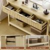product-fancy-97f80a87-2e3e-4fc7-933e-d40ee2af7fa5 51 IN Fluted Console Table with 3 Drawers, Modern Entryway Table with Metal Handles, Sturdy Solid Wood Design, Hallway Table with Storage, for Living Room And Hallway