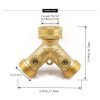 A Solid Brass Heavy-Duty Dual-Direction Y-Shaped Water Faucet Diverter, Weighing 166G, Made of Brass, Featuring a Garden Hose Splitter with Two Outlets And a GHT 3/4 Connector Valve, Includes Two 3/4" Waterproof Washers