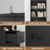 Wood Bookshelf with 3 Drawers - 6 Tier Freestanding Tall Storage Cabinet, Modern Floor Cabinet for Bedroom, Curio Cabinets with Storage for Living Room, Home Office