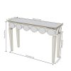 AESOME Luxury Elegant Mirrored Console Table 47.24 Rectangular Silver Mirrored Entryway Table Lantern-Shape Pattern Decor with Golden Rim Legs Sofa Side Tables Long Hallway Table for Foyer, Entrance, Offices Decor