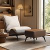 product-fancy-9855ed76-7a51-4a13-aacd-47b8b3048df8 Modern Single Sofa Chair with Ottoman Footrest - Comfortable Armchair with Armrests, Solid Wood Frame & Cushioned Seat, Beige/ Brown/Black/Navy Blue/Gray Upholstered Fabric Accent Chair for Living Room, Bedroom, Balcony - Easy Assembly Required, Space-Saving Design, Foam Padding & Sturdy Hardwood Construction, Minimalist Style, Versatile for Reading or Relaxing