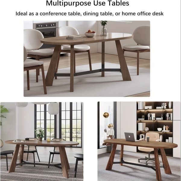 product-fancy-986d0b6a-5311-4f34-b431-c6340ee82184 70.86" Oval Dining Table Suitable for 6 to 8 People, Featuring Robust Tapered Legs, Ideal for The Living Room