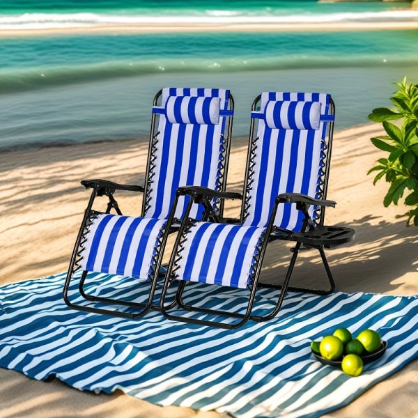 product-fancy-989f3c81-0c01-4721-9d5f-308ebd11e382 Set Of 2 Adjustable Relaxing Chairs, Zero Gravity Recliners With Cup Holder, For Patio, Lawn, Garden, And Beach
