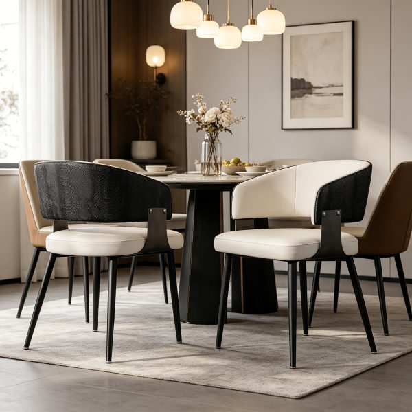 product-fancy-98ab1157-7223-4b2f-8c60-90ba090fec54 AESOME Mid-Century Dining Chairs Set of 2 Crocodile-Textured Back Upholstered Kitchen Chairs for Living Room Lounge, Luxury Microfiber Faux Leather Dining Room Chair, Easy Assembly (Chairs Solely)