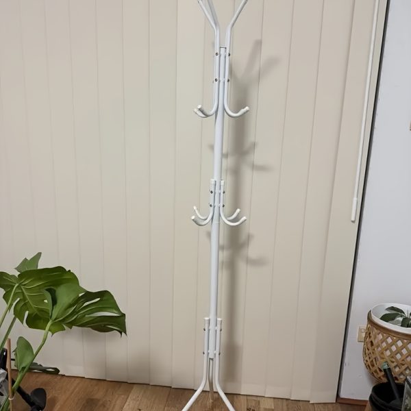 product-fancy-98b0e3f4-8d71-47ef-9385-383c63621aa3 1pc Heavy-Duty Metal Coat Rack with 9-Tier Vertical Storage - Freestanding Space-Saving Clothing Organizer with Sturdy Iron Frame & Copper Finish, 27"+ Height, Easy Assembly for Entryway, Living Room, Bedroom, Dorm - Portable Garment Rack for Shirts