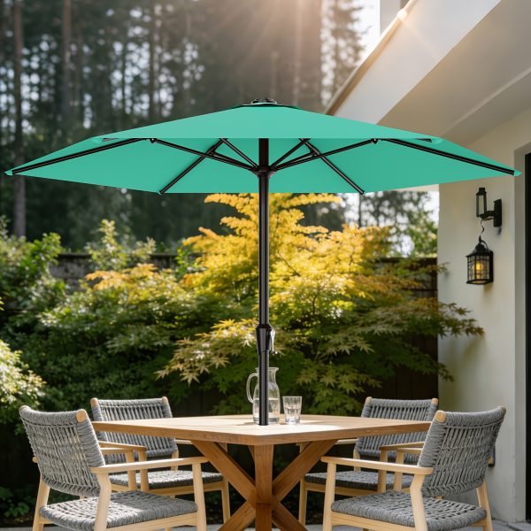 product-fancy-98cbdfbf-4c25-4499-b939-4dd968725173 9FT Outdoor Patio Umbrella, Market Table Umbrella with Crank & 6 Sturdy Ribs, UV Protection Windproof, Pool Umbrella Perfect for Deck, Backyard, Lawn And Garden